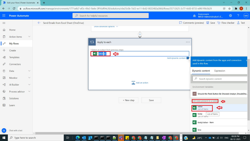 Send Emails from Excel Sheet (OneDrive) in Power Automate